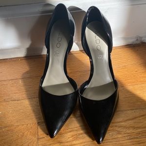 Ladies patent leather high heels.